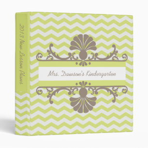 Green and White Chevron Stripe Teacher  Binder