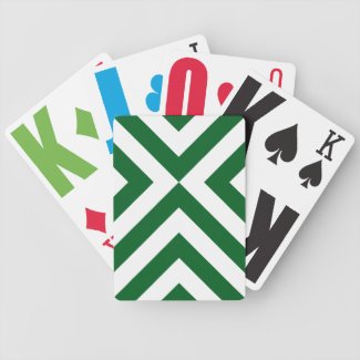 Green and White Chevrons Bicycle Playing Cards