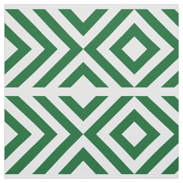 Green and White Chevrons, Diamonds Geometric Fabric (Swatch)