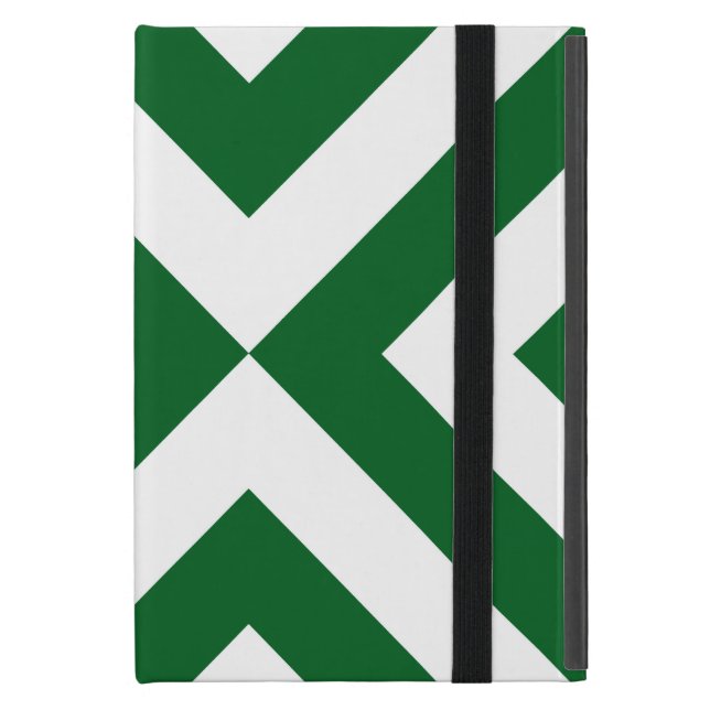 Green and White Chevrons iPad Mini Case (Front Closed)