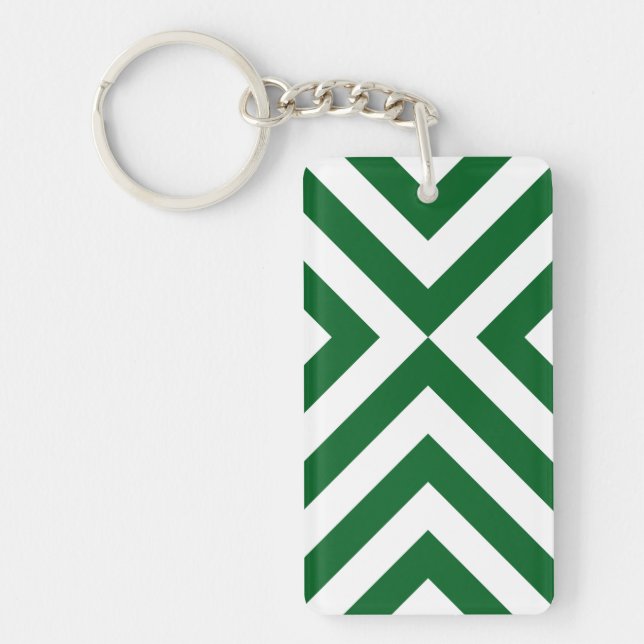 Green and White Chevrons Keychain (Front)