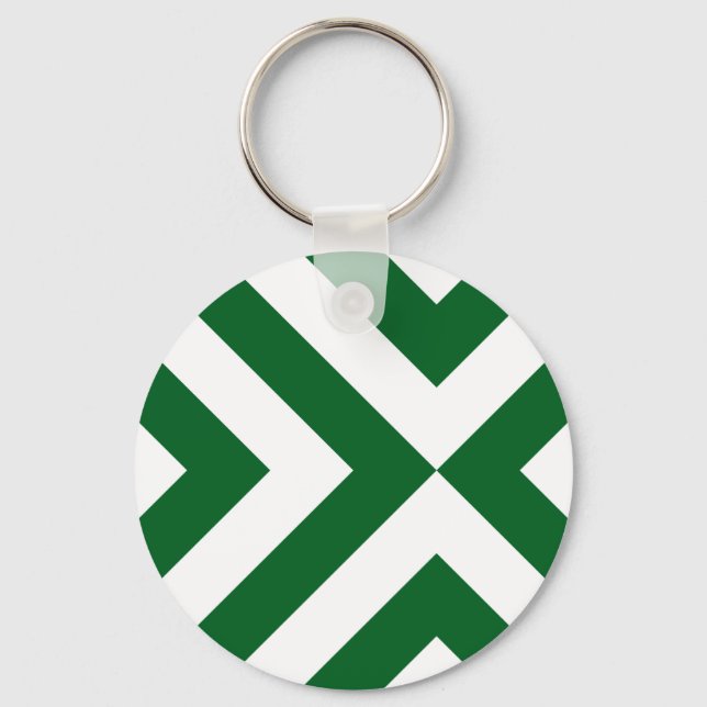 Green and White Chevrons Keychain (Front)