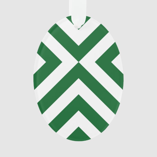 Green and White Chevrons Ornament (Front)