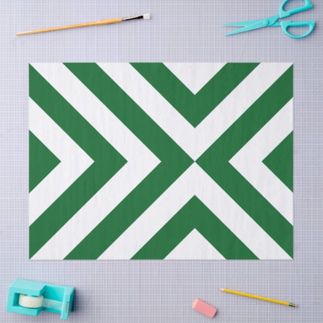 Green and White Chevrons Tissue Paper (Craft)