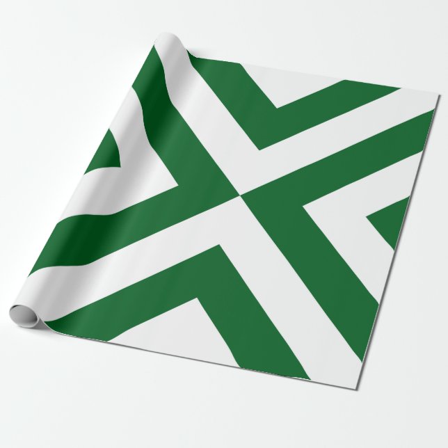 Green and White Chevrons Wrapping Paper (Unrolled)