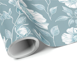 Green and White Chinoiserie Decoupage Wrapping Paper