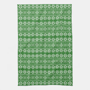 Green and White Christmas Fair Isle Pattern Kitchen Towel