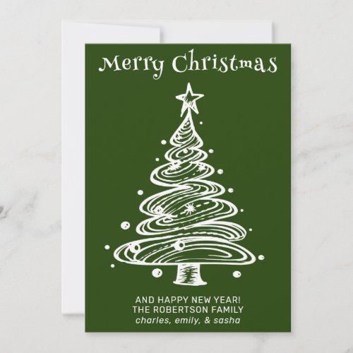 Green and White Christmas Holiday Card