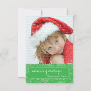 Green and White Christmas Holiday Photo Card