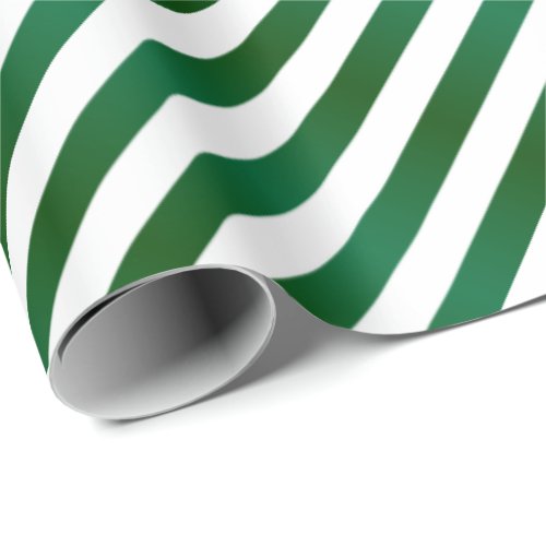 Green and White Christmas Holiday Stripes Wrapping Paper