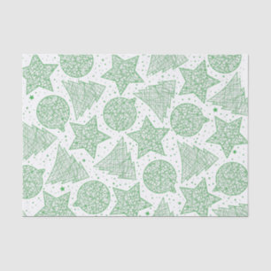 Green and White Christmas Pattern Tissue Paper