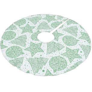 Green and White Christmas Pattern Tree Skirt