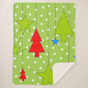 Green and White Christmas Sherpa Blanket