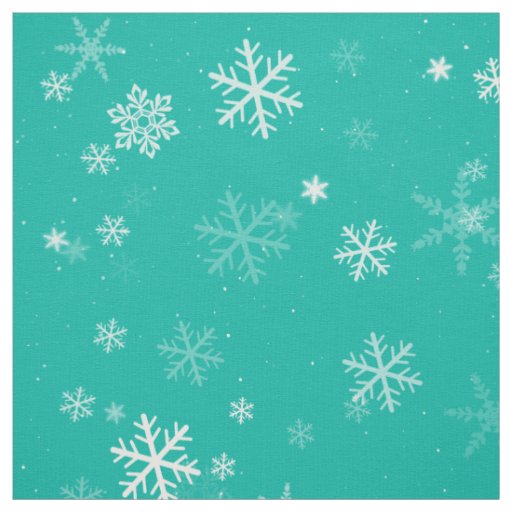 Green and White Christmas Snowflake Pattern Fabric