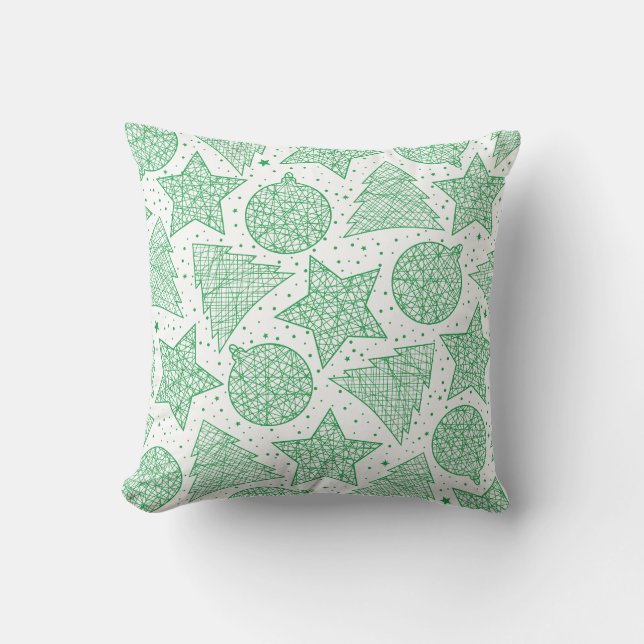 Green and White Christmas Throw Pillows (Front)