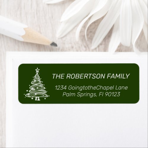 Green and White Christmas Tree  Label