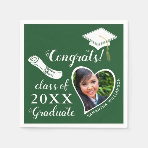 Green and White Class of 2023 Congrats Graduation Napkins