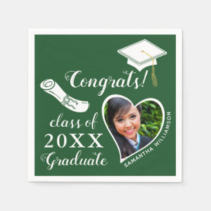 Green and White Class of 2025 Congrats Graduation Napkins