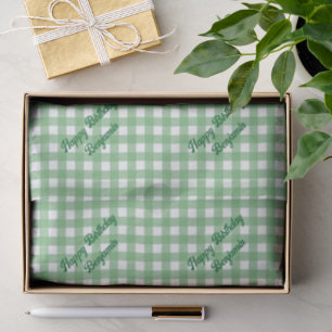 Green and White Classic Gingham Pattern Tissue Paper