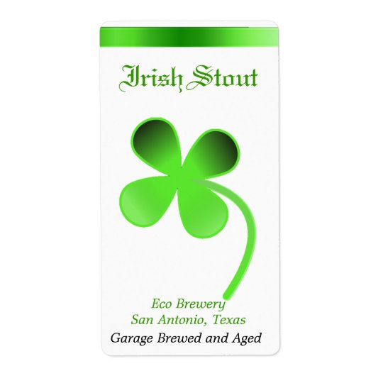 Green and White Clover Home Made Beer Labels