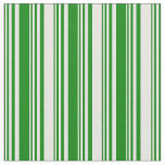 [ Thumbnail: Green and White Colored Stripes Pattern Fabric ]