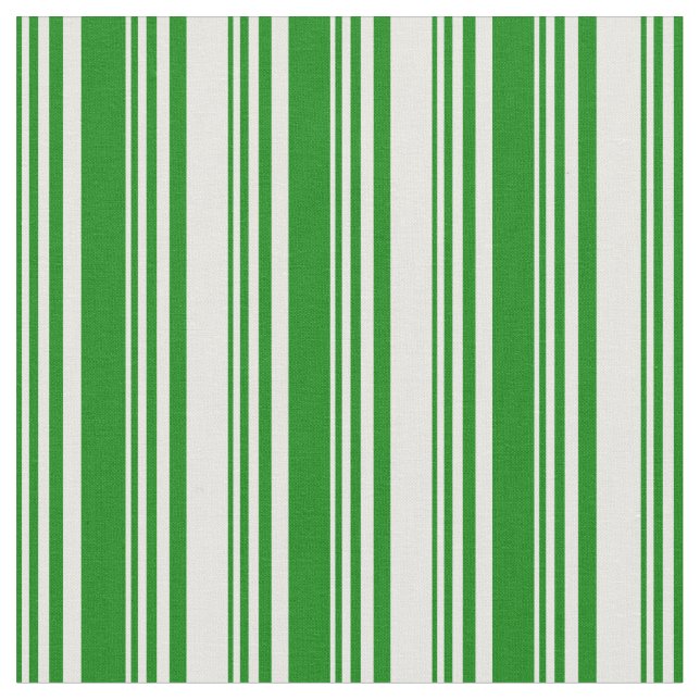 Green and White Colored Stripes Pattern Fabric (Close Up)