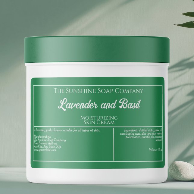 Green and white cosmetics jar label (Creator Uploaded)
