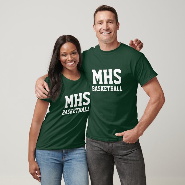 Green and White Custom Basketball Team Spirit T-Shirt (Unisex)