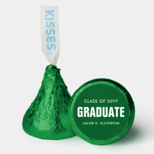 Green and White Custom Graduation Hershey®'s Kisse Kisses®