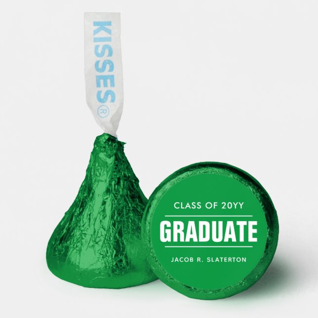 Green and White Custom Graduation Hershey®'s Kisses® (Front)