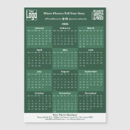 Green and White Custom Logo 2026 Calendar Magnet