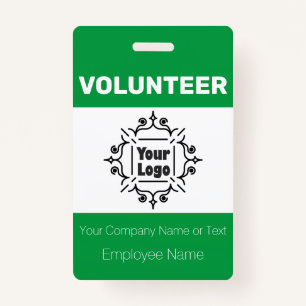Green and White Custom Logo Volunteer Worker ID Badge