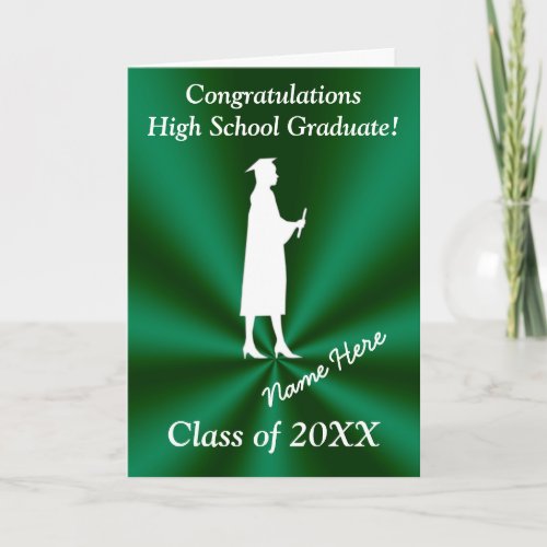 Green and White Customizable Graduation Cards