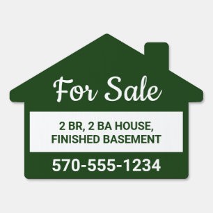 Green and White Cute House For Sale by Owner Sign
