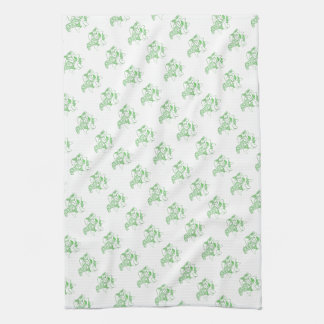 Green and White Dala Horses  Kitchen towel