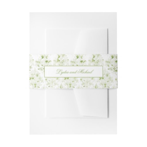 Green and White Damask Invitation Belly Band