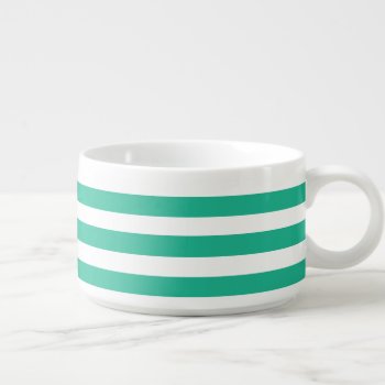 Green And White Deckchair Stripes Bowl by beachcafe at Zazzle