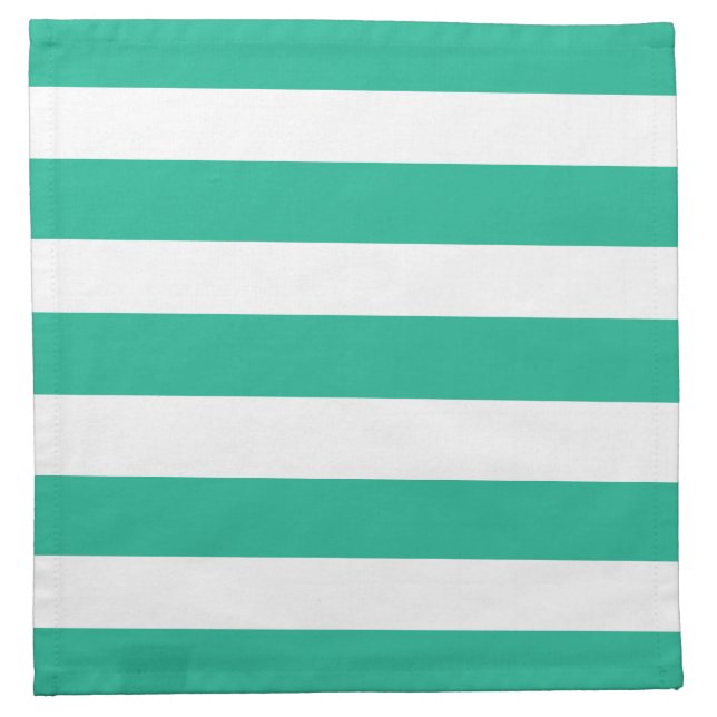 Green and White Deckchair Stripes Cloth Napkin (Front)
