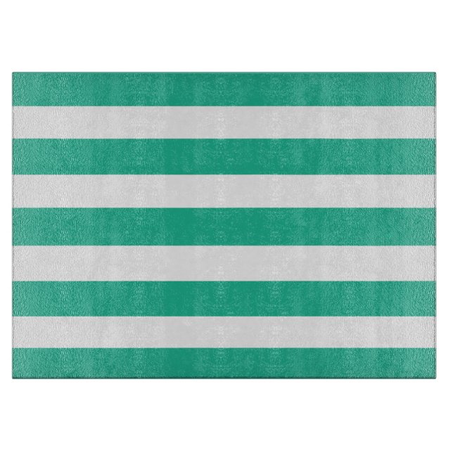 Green and White Deckchair Stripes Cutting Board (Front)