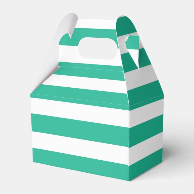 Green and White Deckchair Stripes Favor Boxes (Back Side)