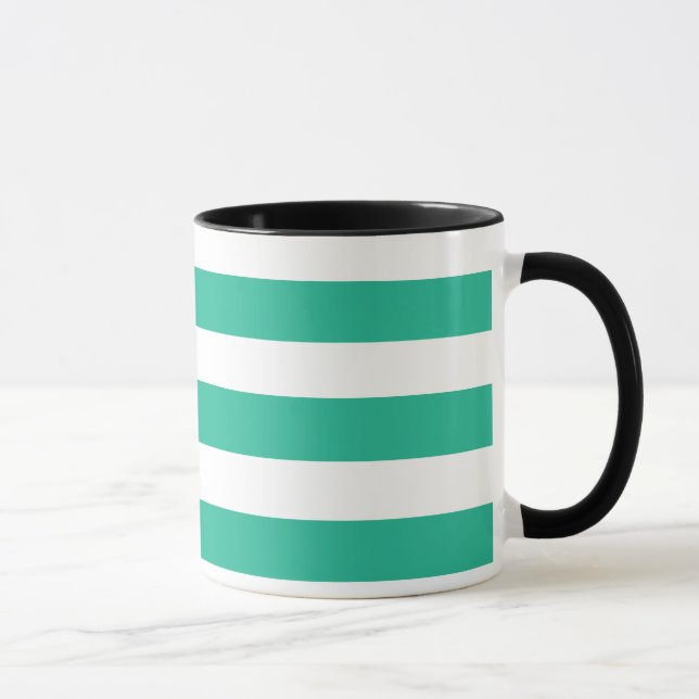 Green and White Deckchair Stripes Mug (Right)