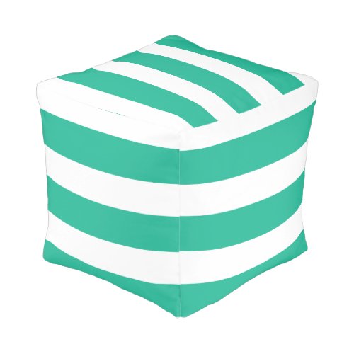 Green and White Deckchair Stripes Pouf