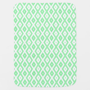 Green and white diamond pattern baby blanket