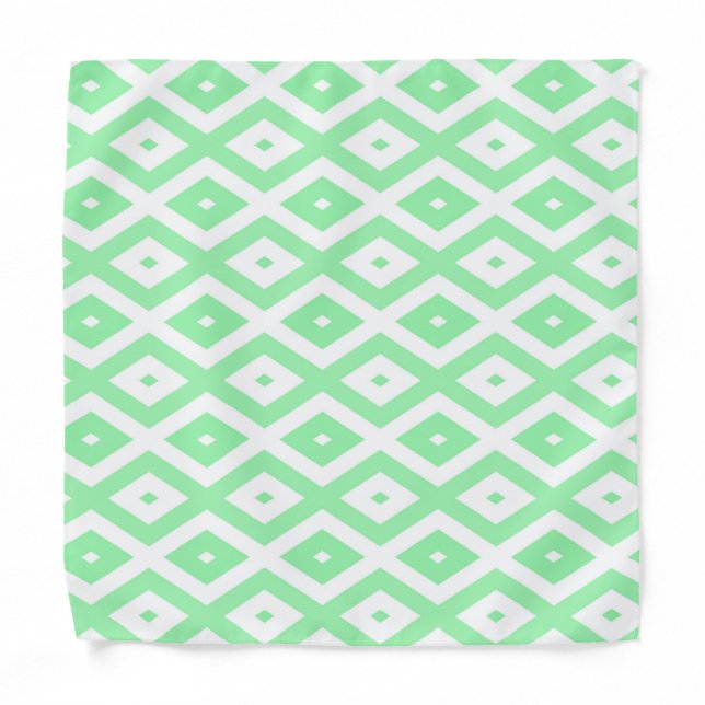 Green and white diamond pattern bandana (Front)