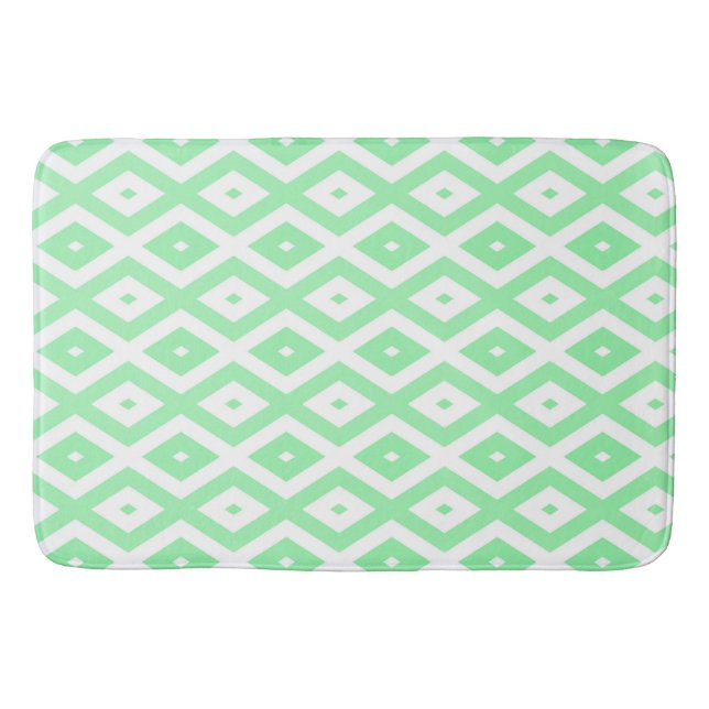 Green and white diamond pattern bath mat (Front)