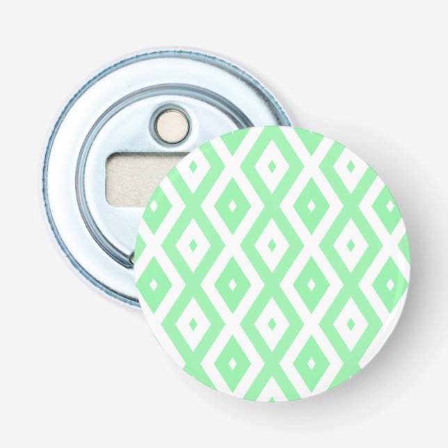 Green and white diamond pattern bottle opener (Front)