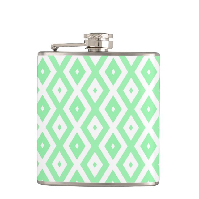 Green and white diamond pattern flask (Front)