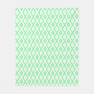 Green and white diamond pattern fleece blanket