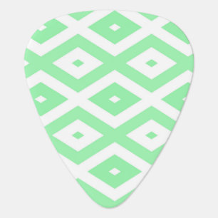 Green and white diamond pattern guitar pick