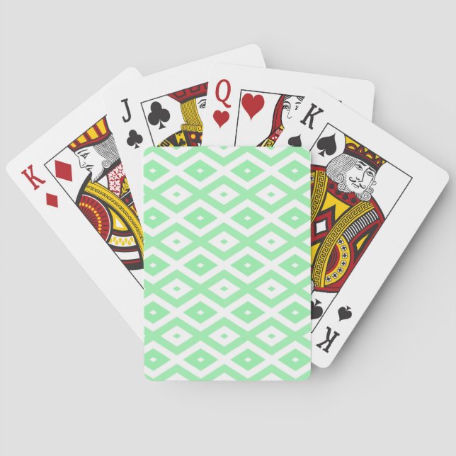 Green and white diamond pattern poker cards (Back)